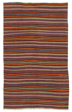 Collection of 4' 10'' x 8' - Anatolian Hand-Woven Kilim Rug in a gallery layout