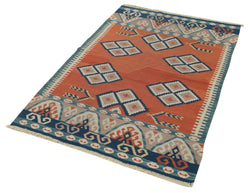 Collection of 3' 7'' x 5' 5'' - Anatolian Hand-Woven Kilim Rug in a gallery layout