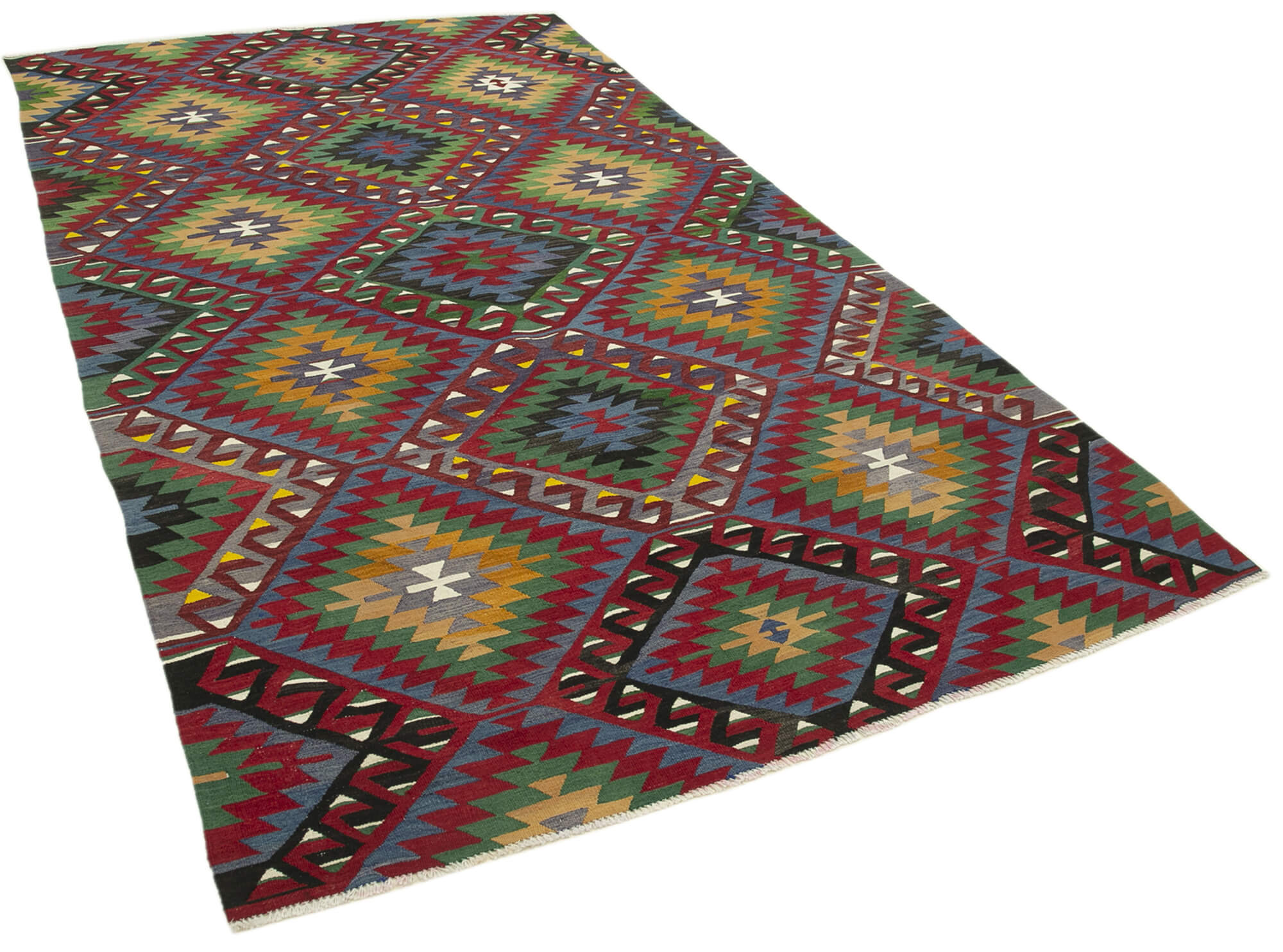 Collection of 5' 9'' x 10' 2'' - Anatolian Hand-Woven Kilim Rug in a gallery layout