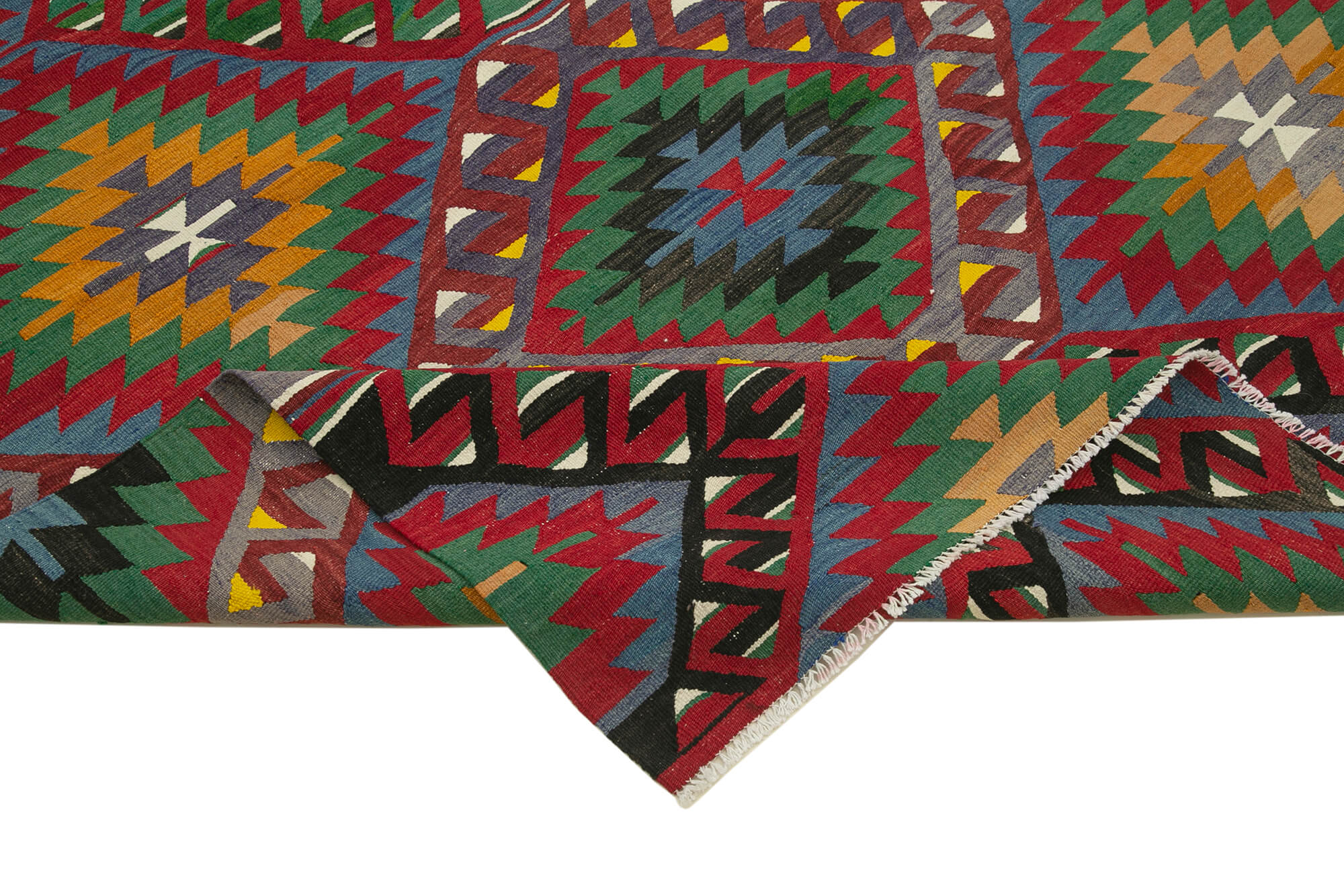 Collection of 5' 9'' x 10' 2'' - Anatolian Hand-Woven Kilim Rug in a gallery layout