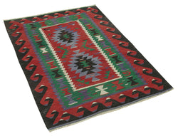 Collection of 2' 11'' x 4' - Anatolian Hand-Woven Kilim Rug in a gallery layout