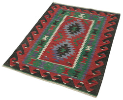 Collection of 2' 11'' x 4' - Anatolian Hand-Woven Kilim Rug in a gallery layout