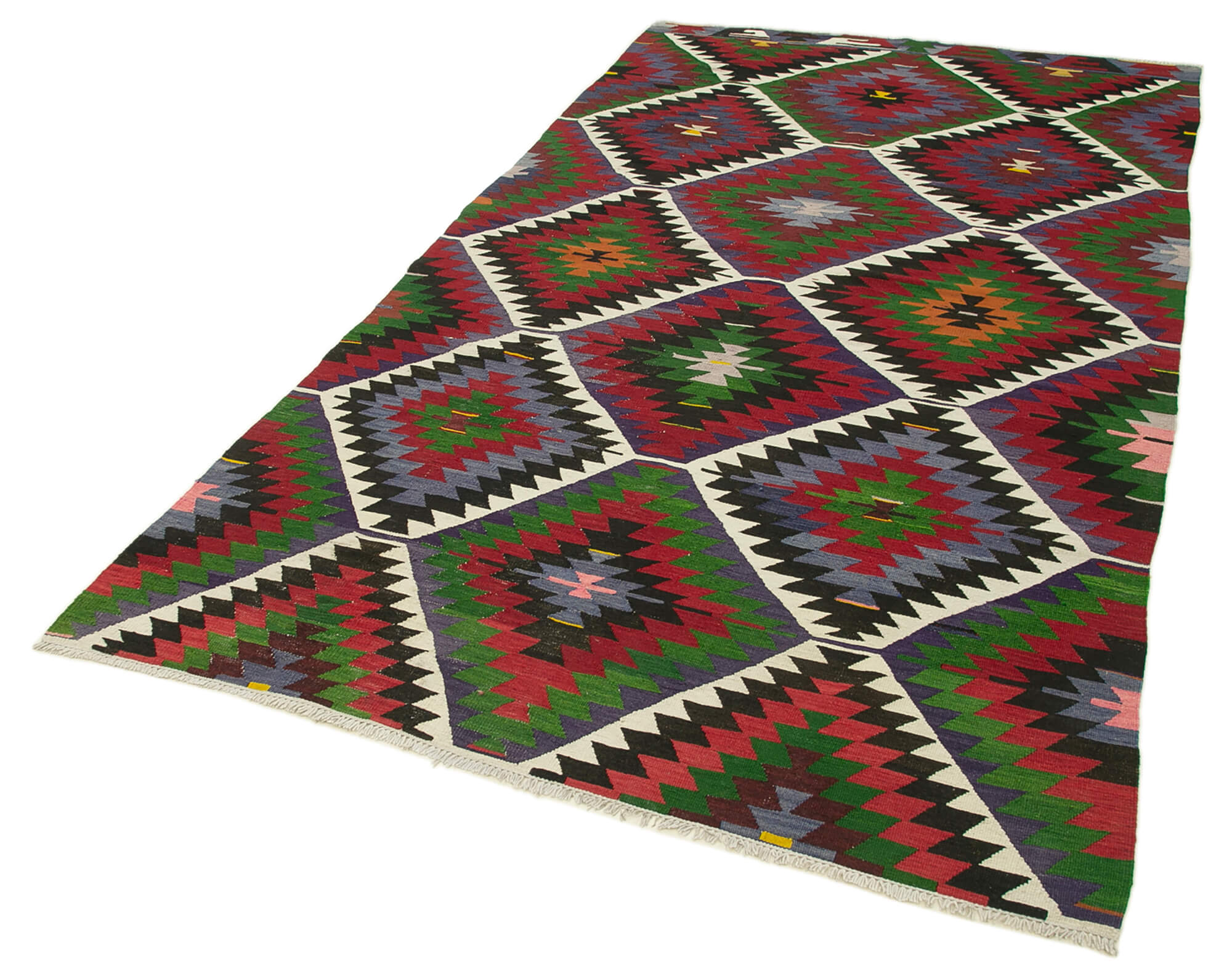 Collection of 4' 11'' 9' - Anatolian Hand-Woven Kilim Rug in a gallery layout