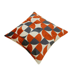 Collection of Orange Silk and Velvet Blissy Cushion Cover in a gallery layout