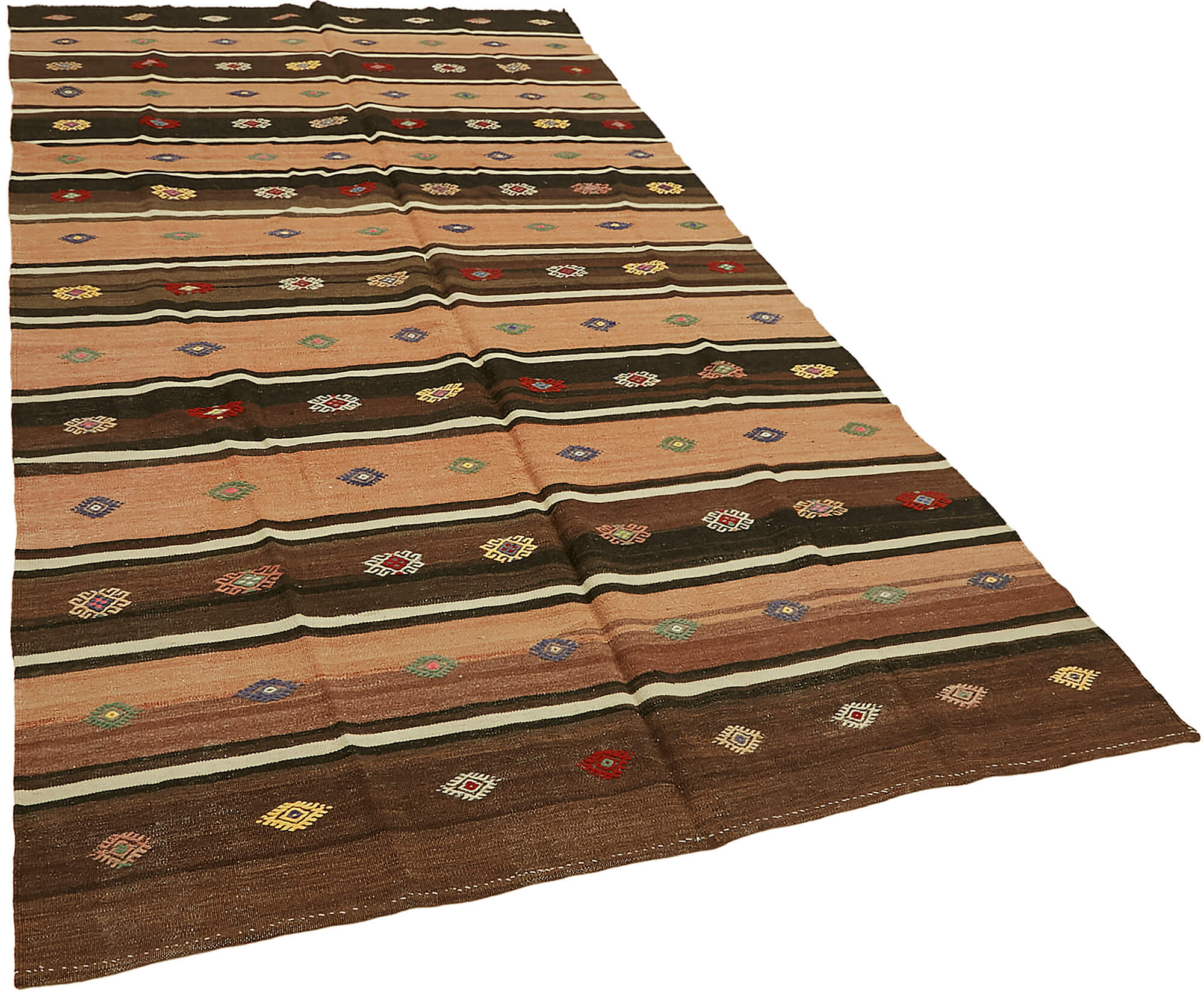 Collection of 6' 1'' x 10' 6'' - Anatolian Hand-Woven Kilim Rug in a gallery layout