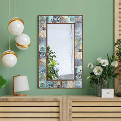 Collection of Olly Handmade Natural Wood Framed Wall Hanging Mirror in a gallery layout