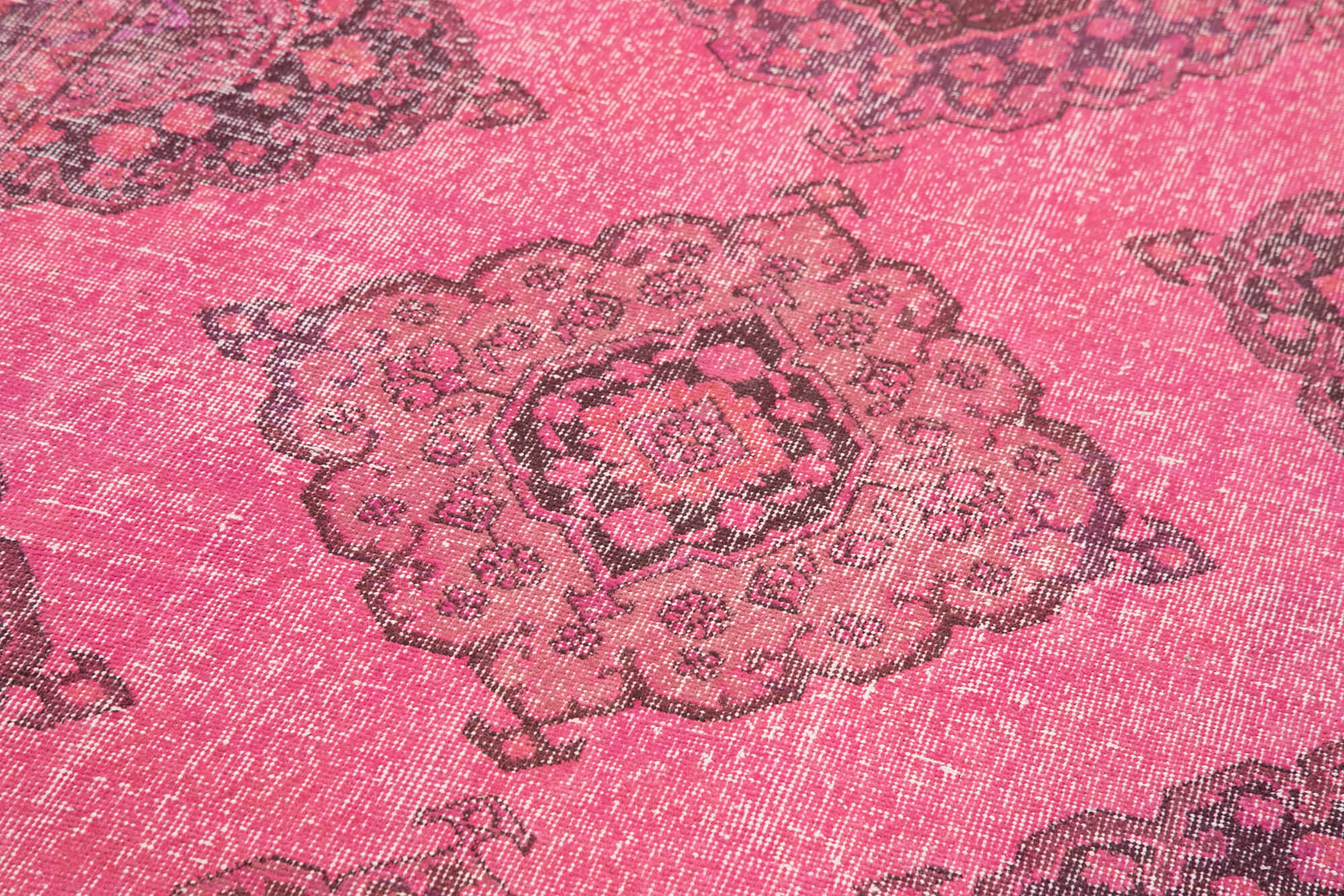 Collection of 4' 9'' x 12' 4'' Pink Vintage Runner Rug in a gallery layout