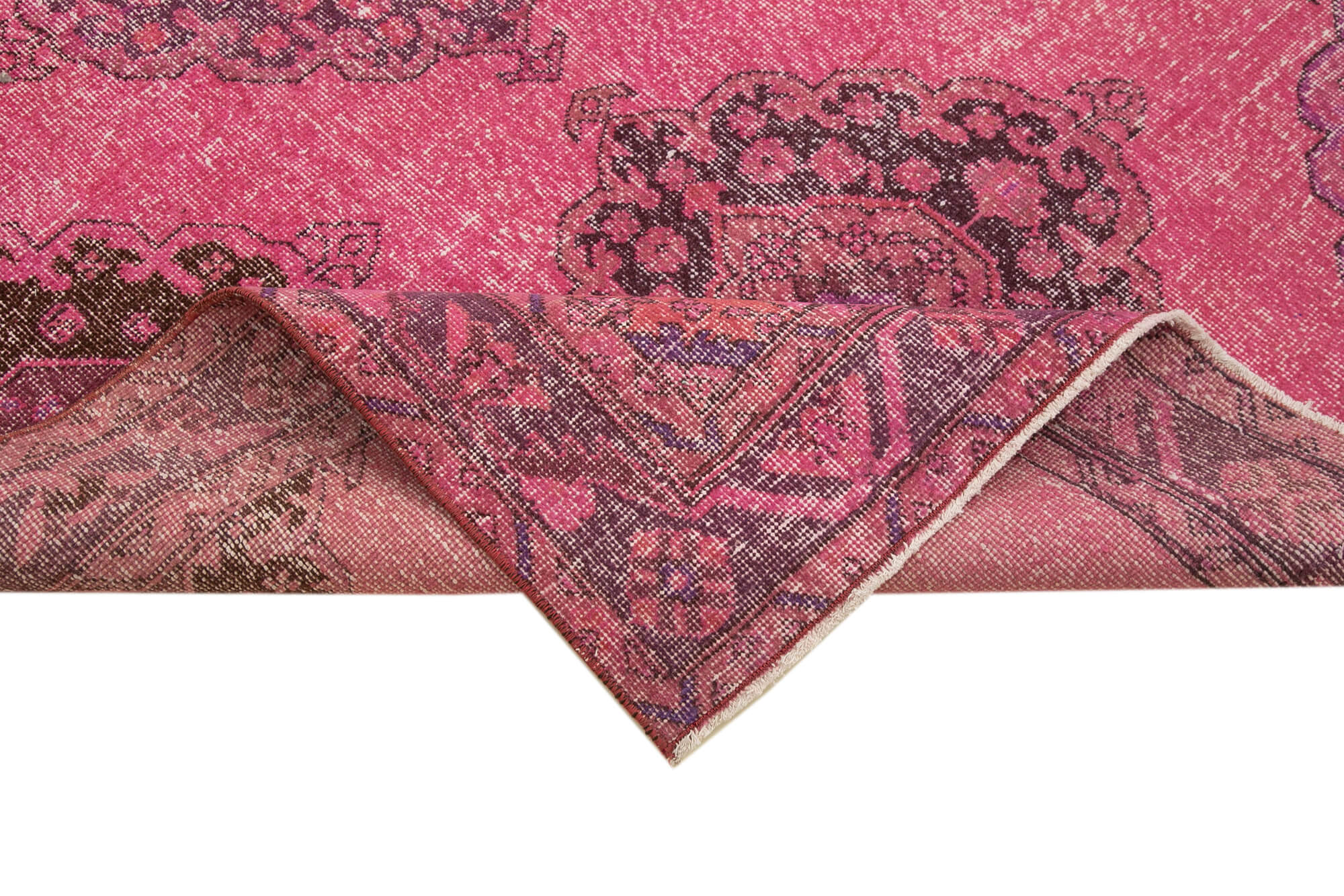 Collection of 4' 9'' x 12' 4'' Pink Vintage Runner Rug in a gallery layout