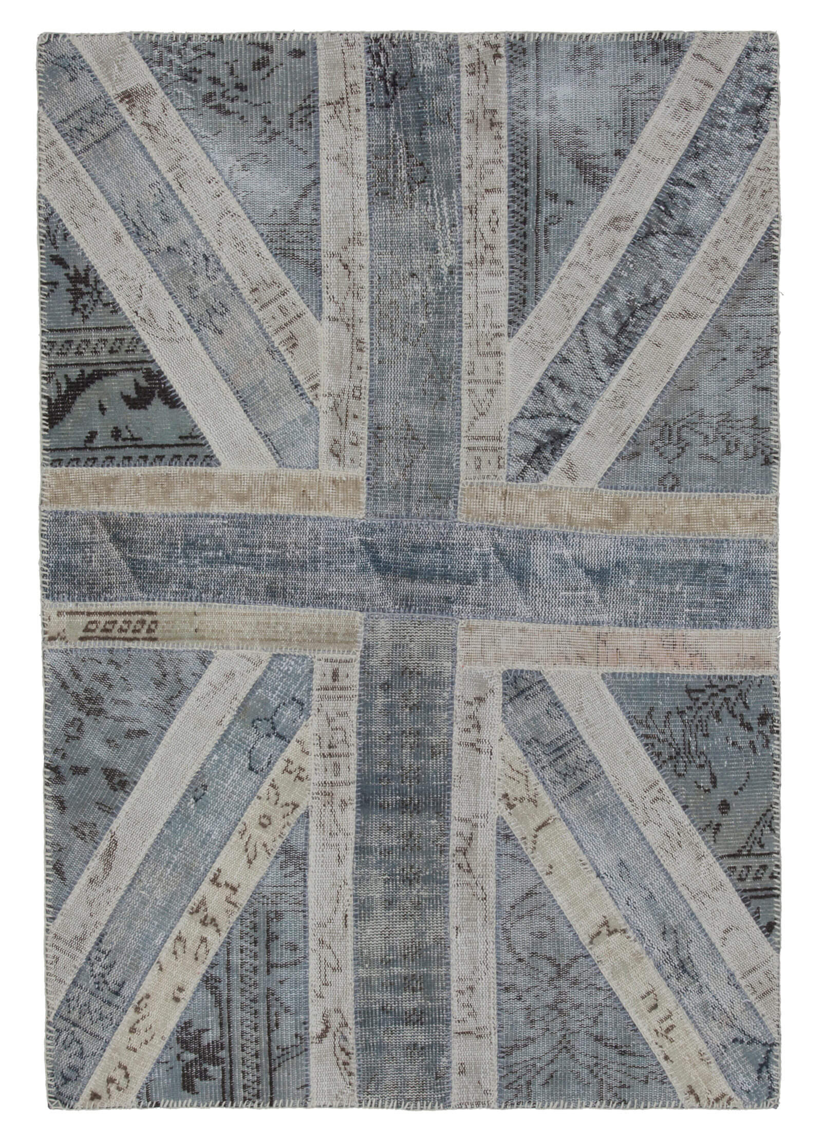 Collection of 4' 1'' x 6' Hand-Knotted British Flag Rug in a gallery layout