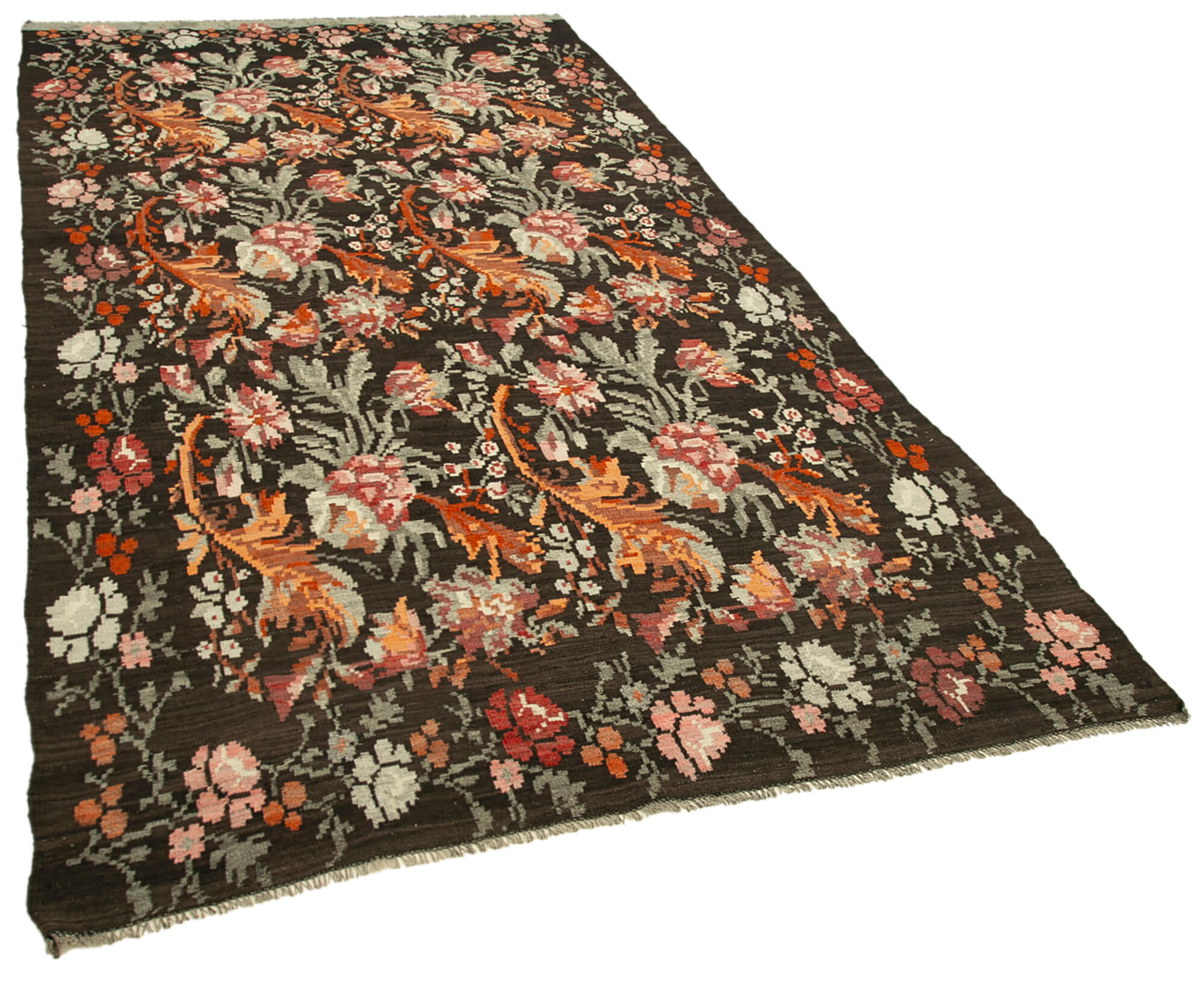 Collection of 5' 3'' x 10' 5'' Floral Kilim Rug in a gallery layout