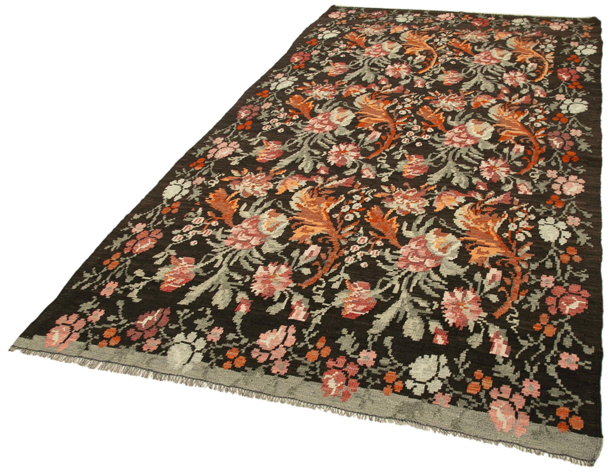 Collection of 5' 3'' x 10' 5'' Floral Kilim Rug in a gallery layout