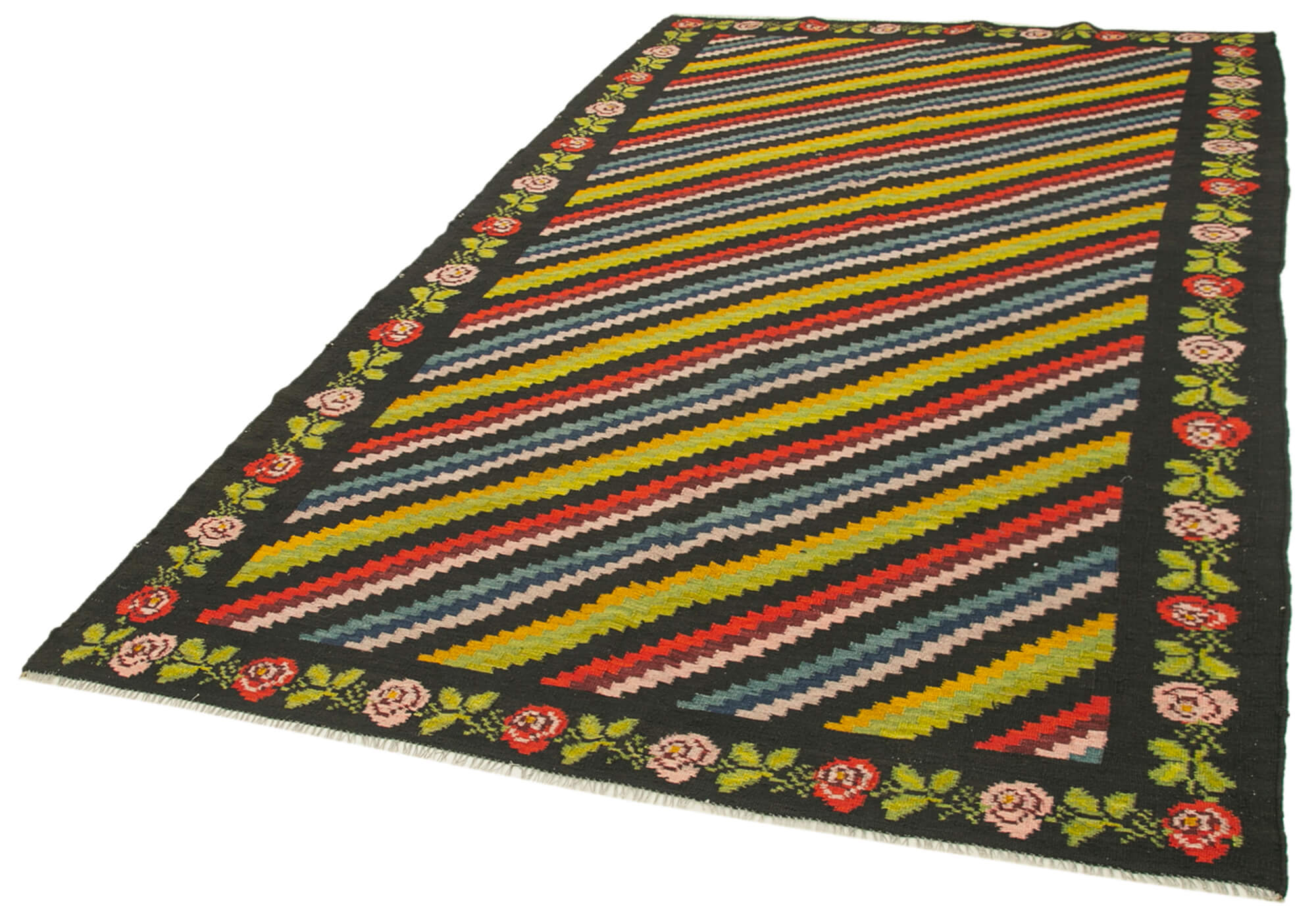 Collection of 5' 8'' x 10' 2'' Floral Kilim Rug in a gallery layout