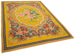 Collection of 6' 6'' x 9' 7'' Flat-Weave Rose Kilim Rug in a gallery layout