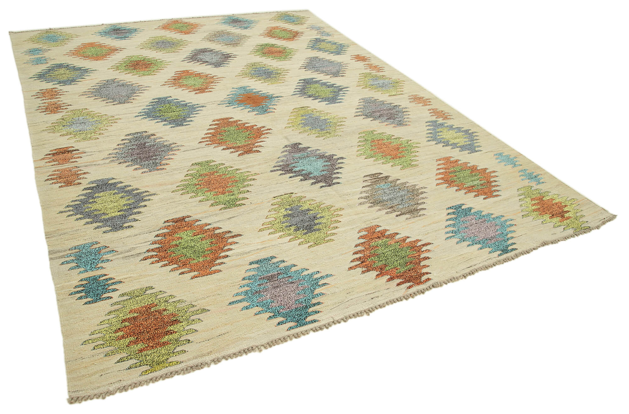 Collection of 7' 11'' x 10' 5'' Turkish Modern Kilim in a gallery layout