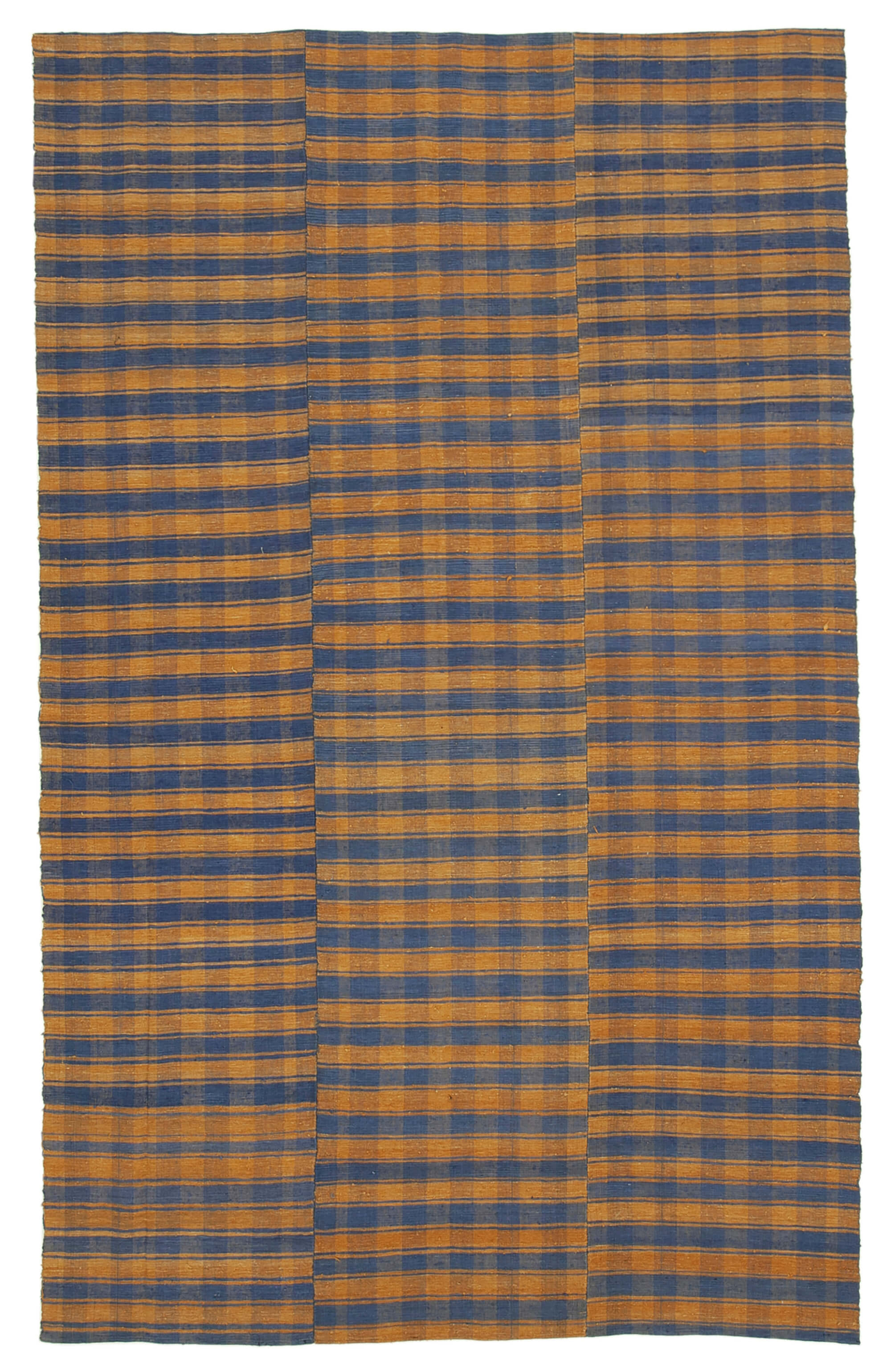 Collection of 6' 3'' x 9' 11'' Brown Color Thin Kilim Rug in a gallery layout