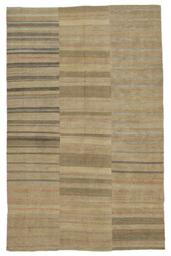 Collection of 6' x 9' 7'' Brown Color Thin Kilim Rug in a gallery layout