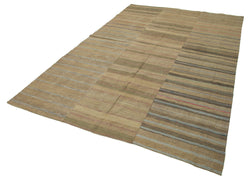 Collection of 6' x 9' 7'' Brown Color Thin Kilim Rug in a gallery layout