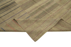 Collection of 6' x 9' 7'' Brown Color Thin Kilim Rug in a gallery layout