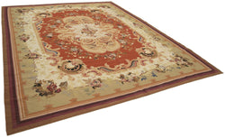 Collection of 10' 4'' x 13' 5'' Floral Aubusson Kilim in a gallery layout