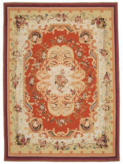 Collection of 10' x 13' 11'' Aubusson Kilim Rug in a gallery layout