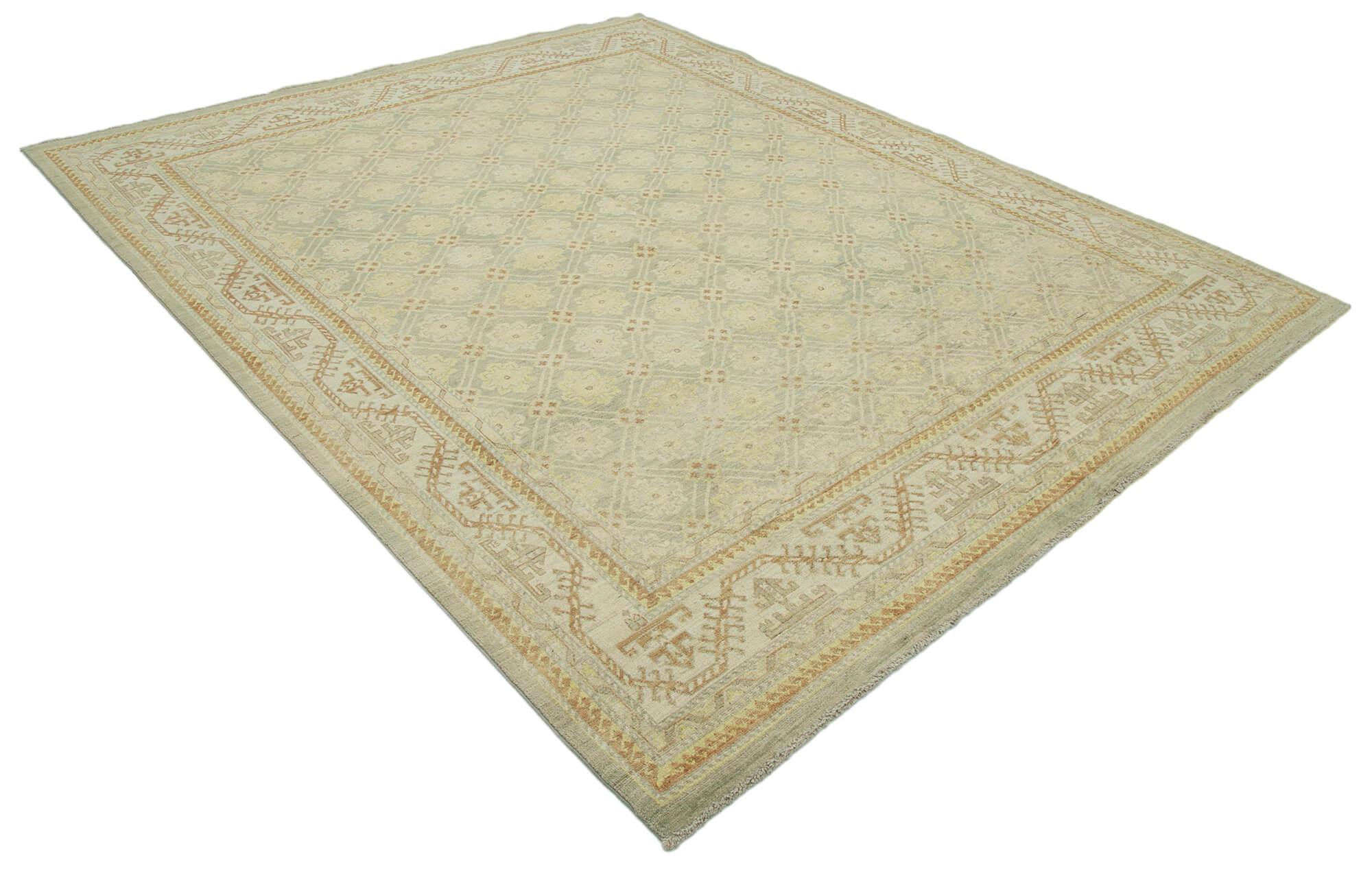 Collection of 7' 11'' x 9' 7'' Beige Handmade Oushak Rug in a gallery layout