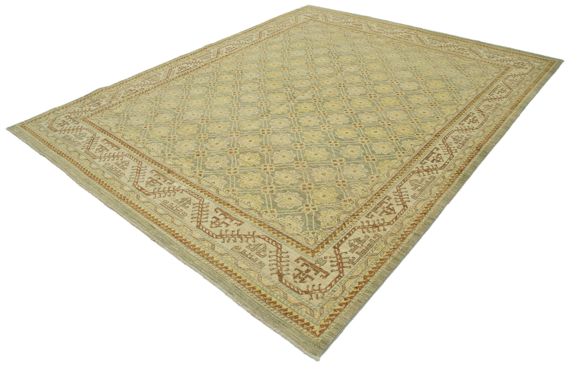 Collection of 7' 11'' x 9' 7'' Beige Handmade Oushak Rug in a gallery layout