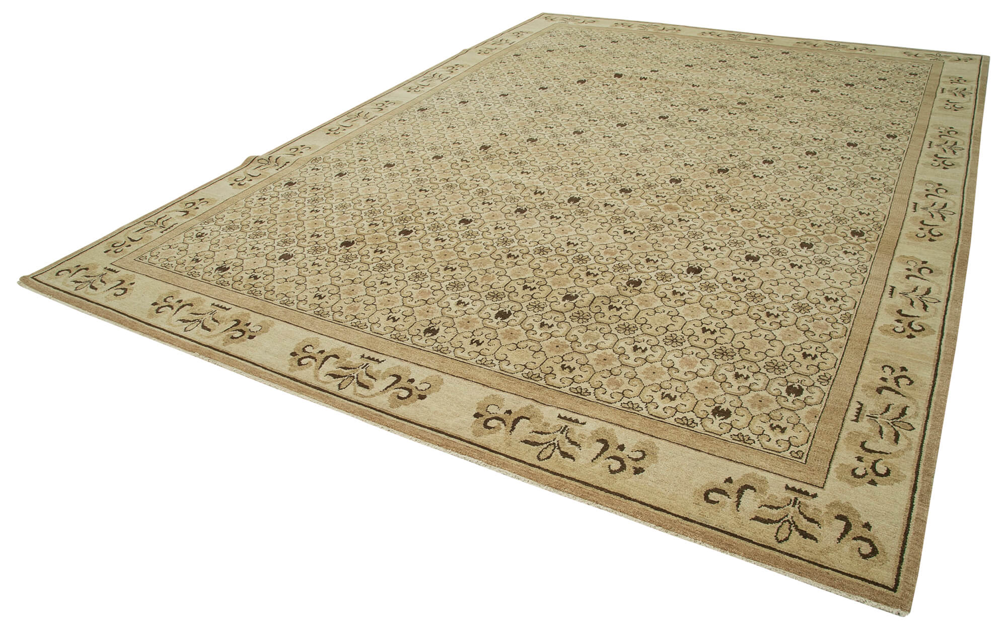 Collection of 10' x 13' 11'' Beige Decorative Oushak Rug in a gallery layout