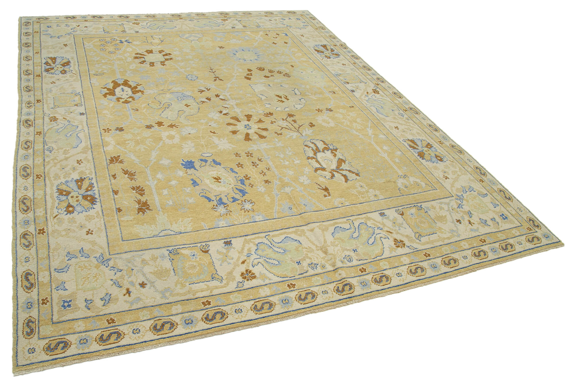 Collection of 7' 10'' x 9' 11'' Handmade Oriental Oushak Rug in a gallery layout