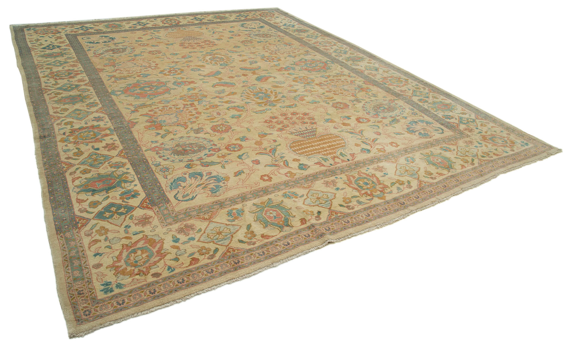 Collection of 10' 8'' x 13' 9'' Beige Oriental Oushak Rug in a gallery layout