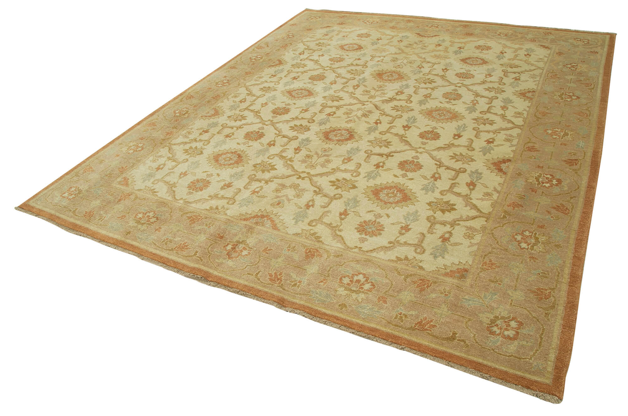 Collection of 8' 1'' x 10' 1'' Beige Oriental Oushak Rug in a gallery layout