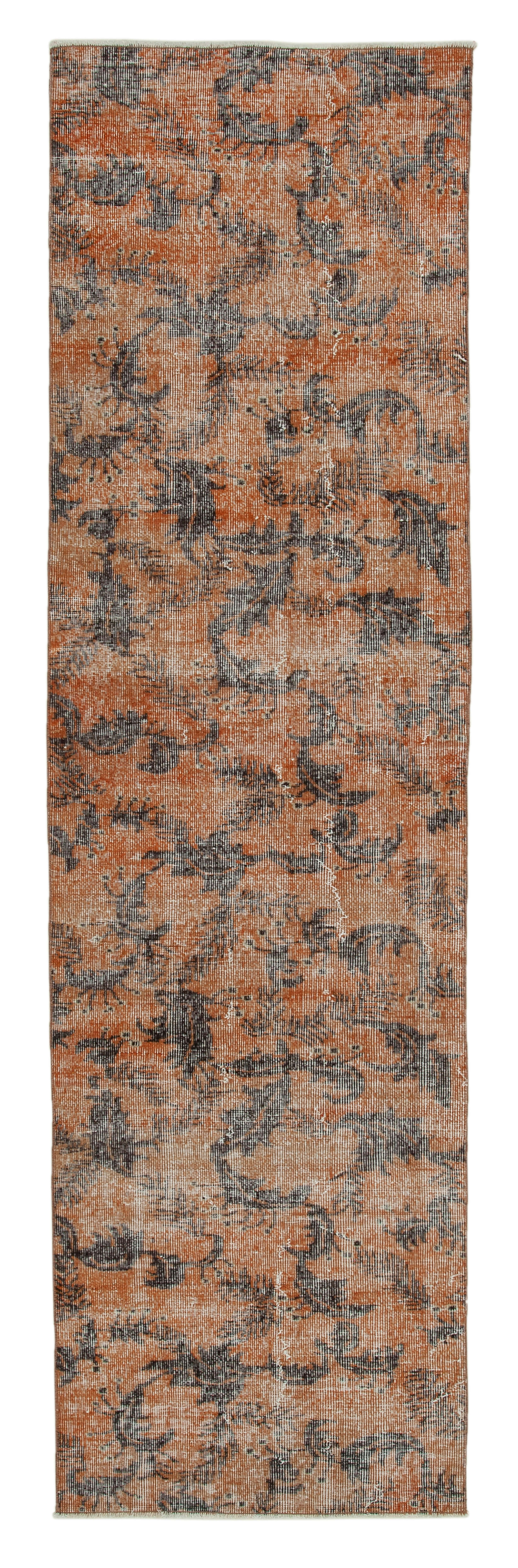 Collection of 2' 9'' x 9' 4'' Orange Over-dyed Runner Rug in a gallery layout