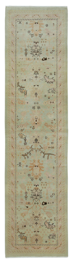 Collection of 2' 7'' x 10' 1'' Hand-Knotted Oushak Runner Rug in a gallery layout