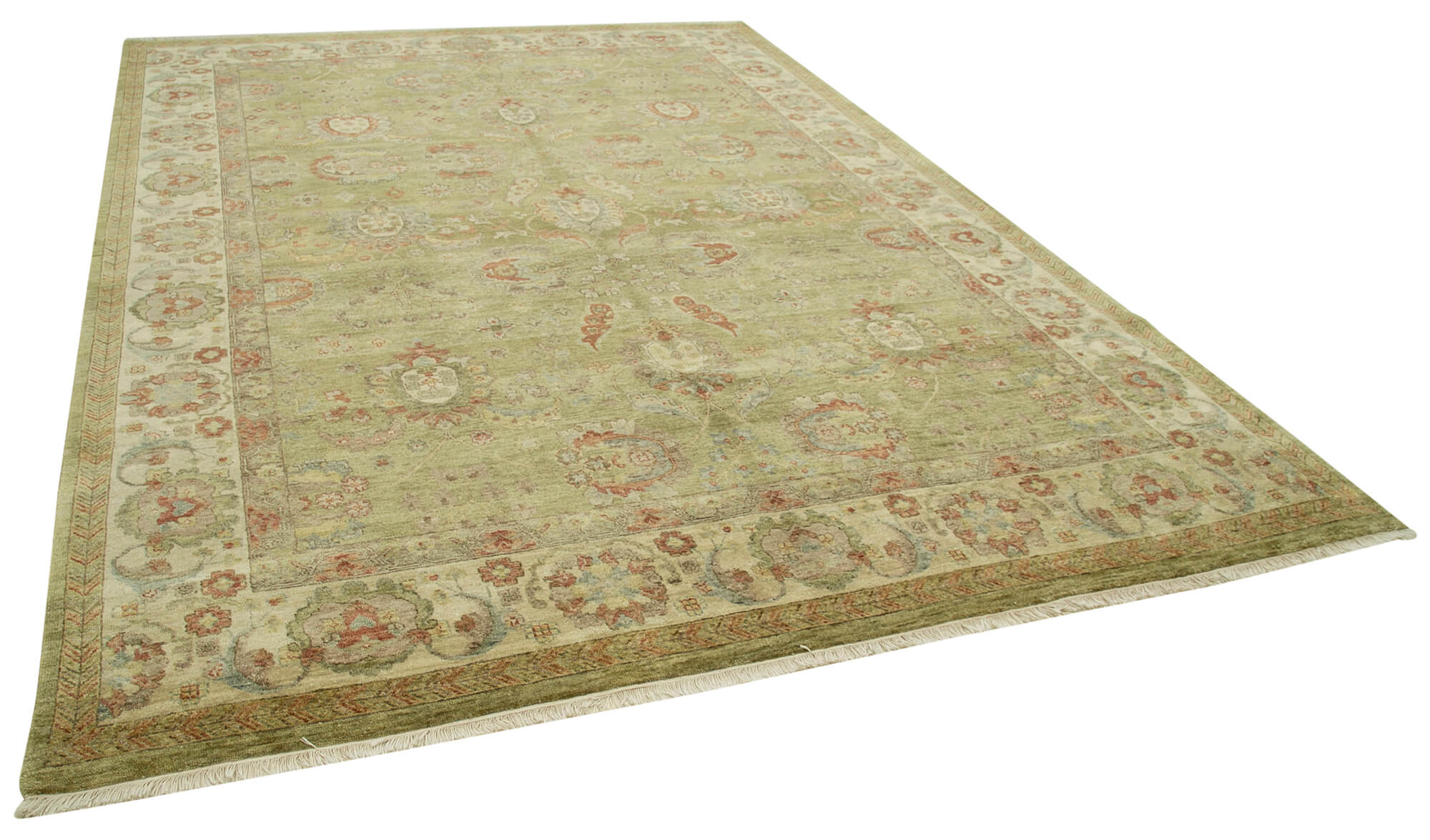 Collection of 8' 11'' x 11' 9'' Beige Handmade Oushak Rug in a gallery layout