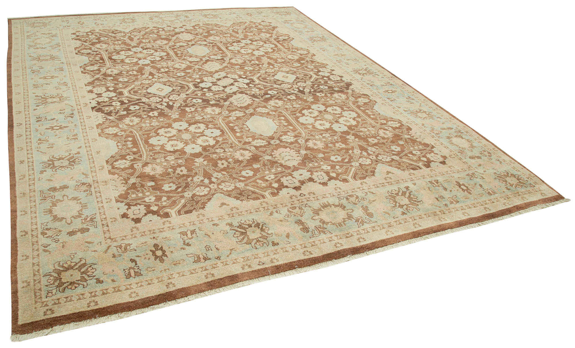 Collection of 8' 10'' x 11' 7'' Beige and Brown Oushak Rug in a gallery layout