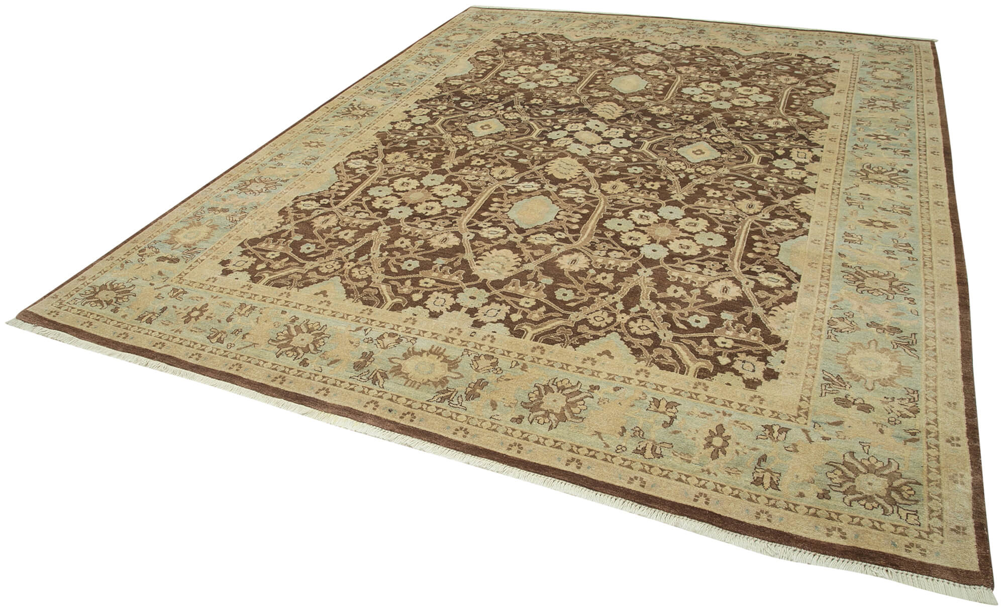 Collection of 8' 10'' x 11' 7'' Beige and Brown Oushak Rug in a gallery layout