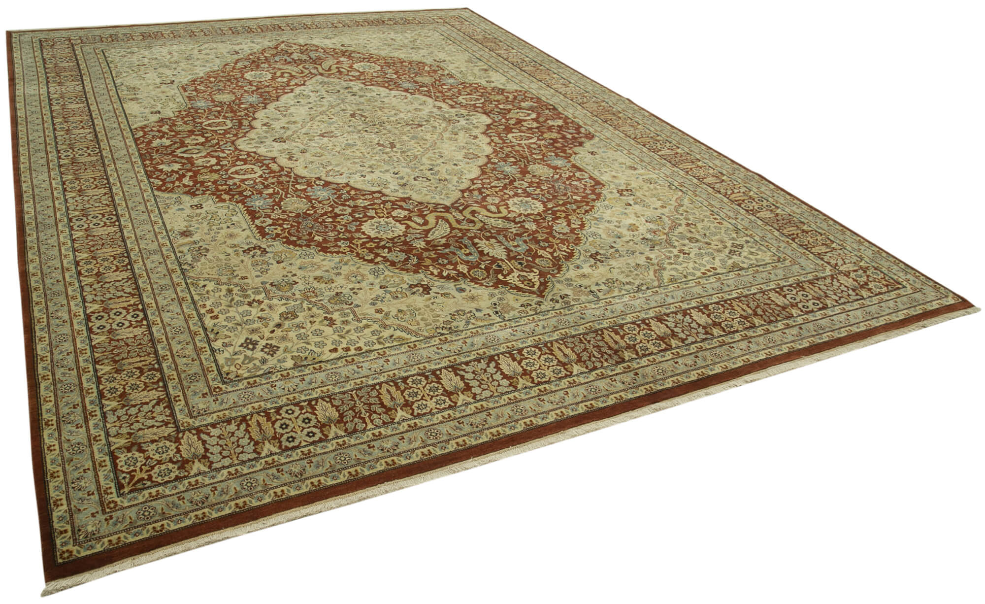 Collection of 9' 9'' x 13' 6'' Handmade Oriental Oushak Rug in a gallery layout