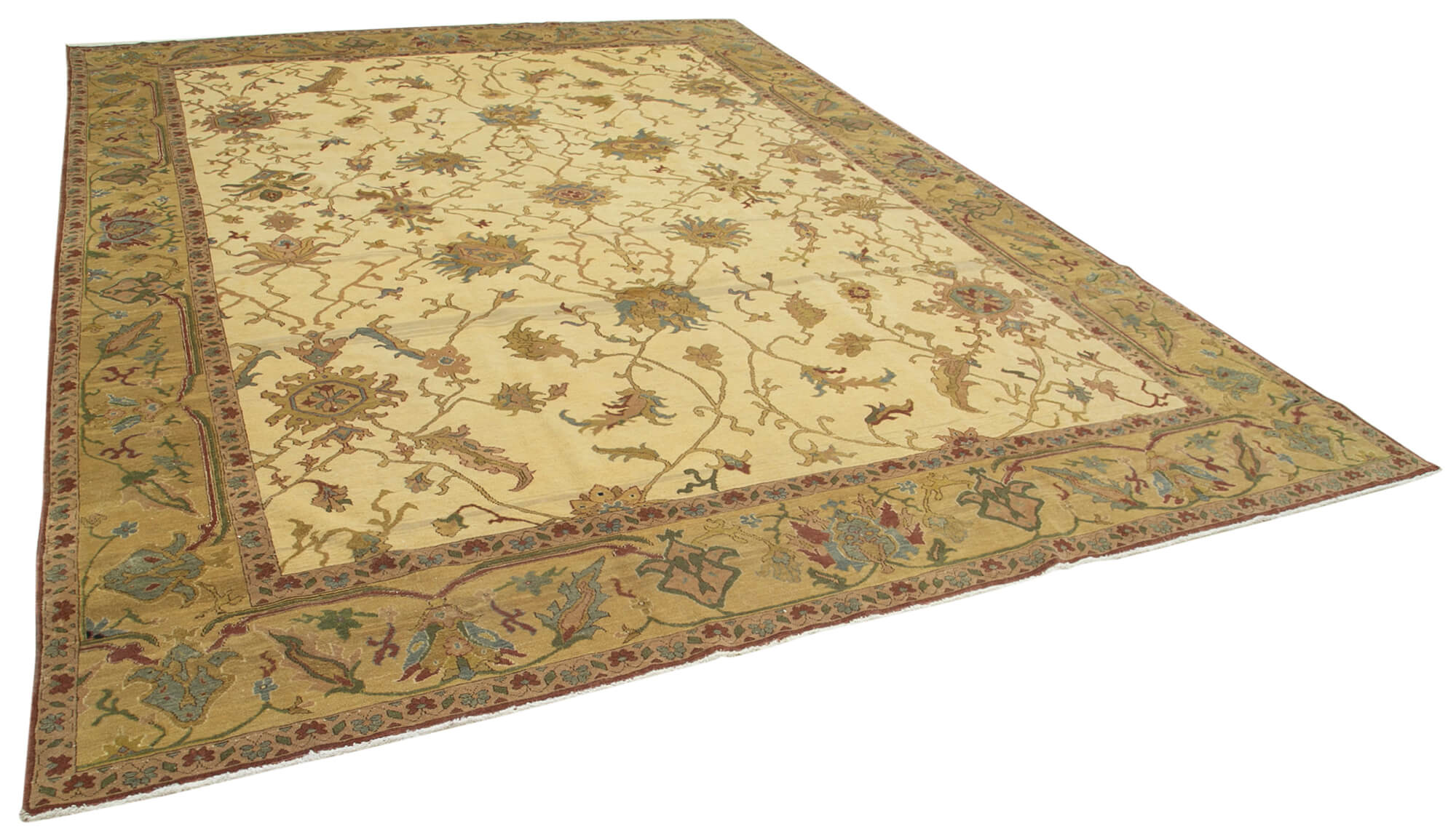 Collection of 9' 10'' x 13' 1'' Beige Oriental Oushak Rug - 35866 in a gallery layout