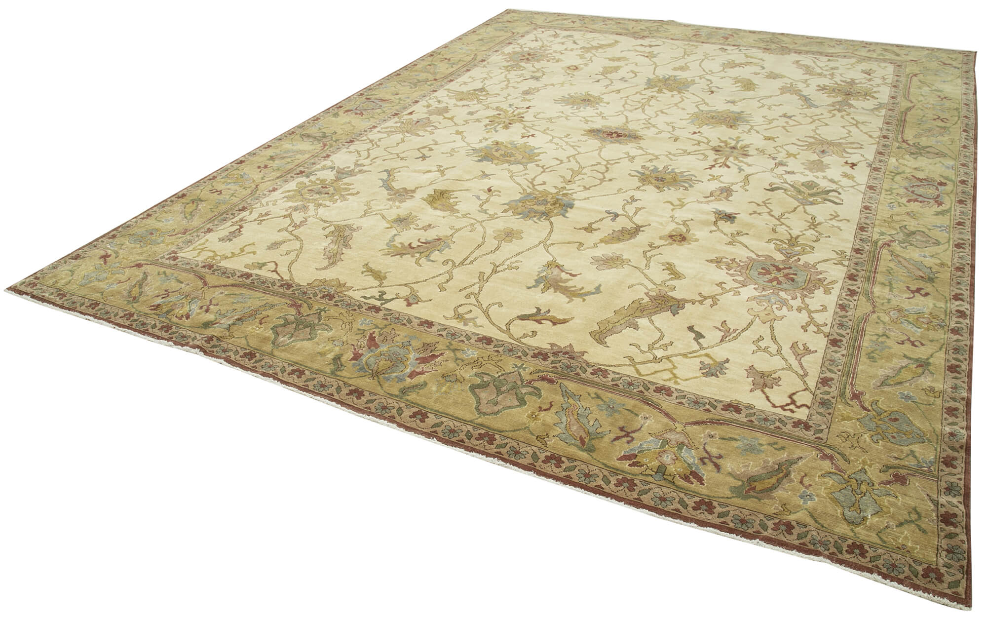 Collection of 9' 10'' x 13' 1'' Beige Oriental Oushak Rug - 35866 in a gallery layout