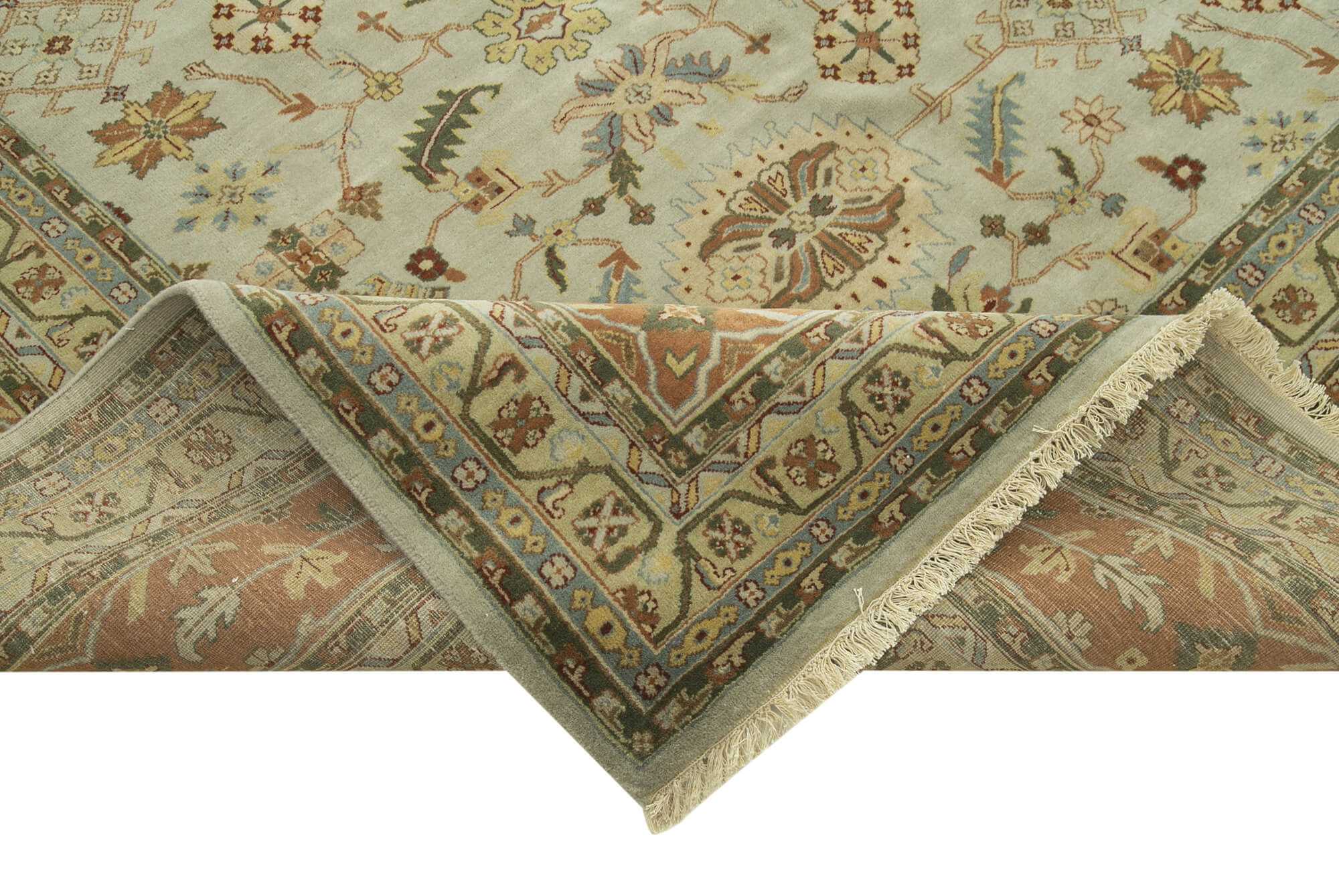 Collection of 11' 11'' x 14' 9'' Beige Oriental Oushak Rug in a gallery layout