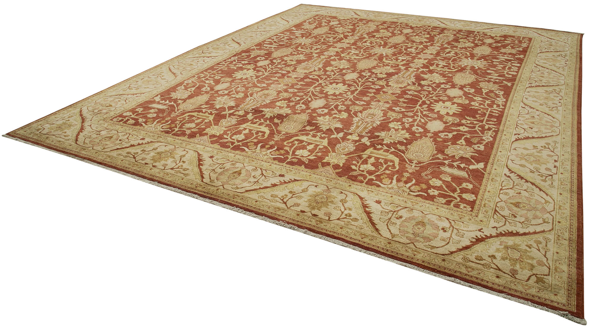 Collection of 12' x 14' 7'' Red Oriental Oushak Rug in a gallery layout