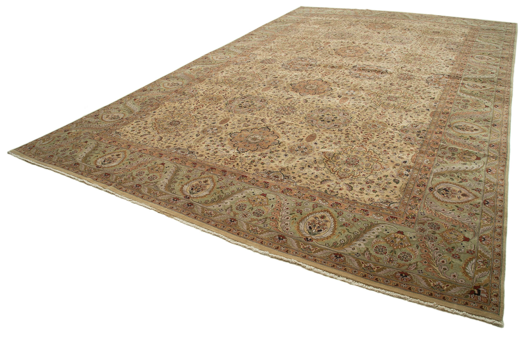 Collection of 12' 2'' x 18' 8'' Handmade Oushak Rug in a gallery layout