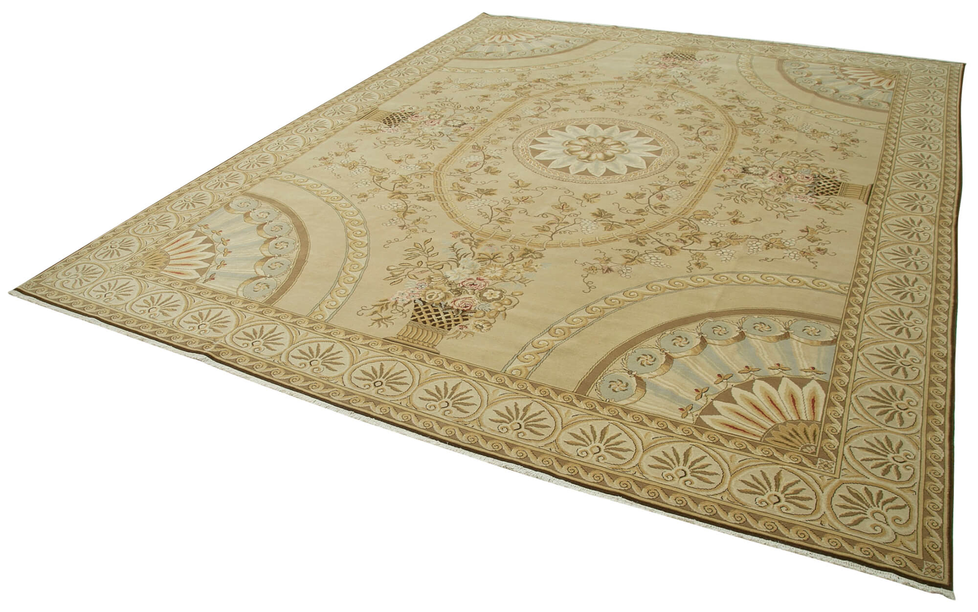 Collection of 11' 11'' x 15' 3'' Beige Oriental Oushak Rug in a gallery layout