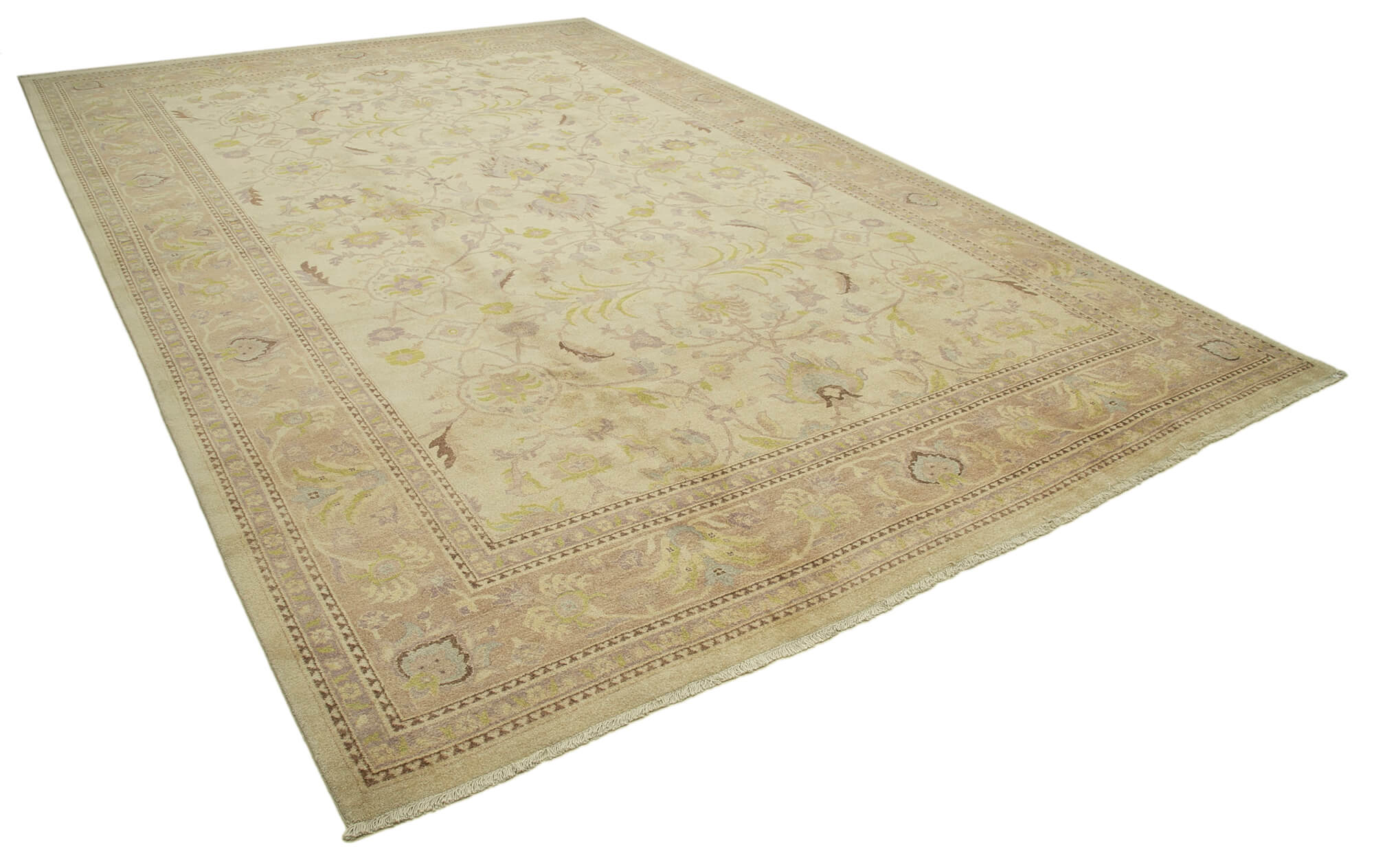 Collection of 12' x 18' 4'' Beige Handmade Oushak Rug in a gallery layout