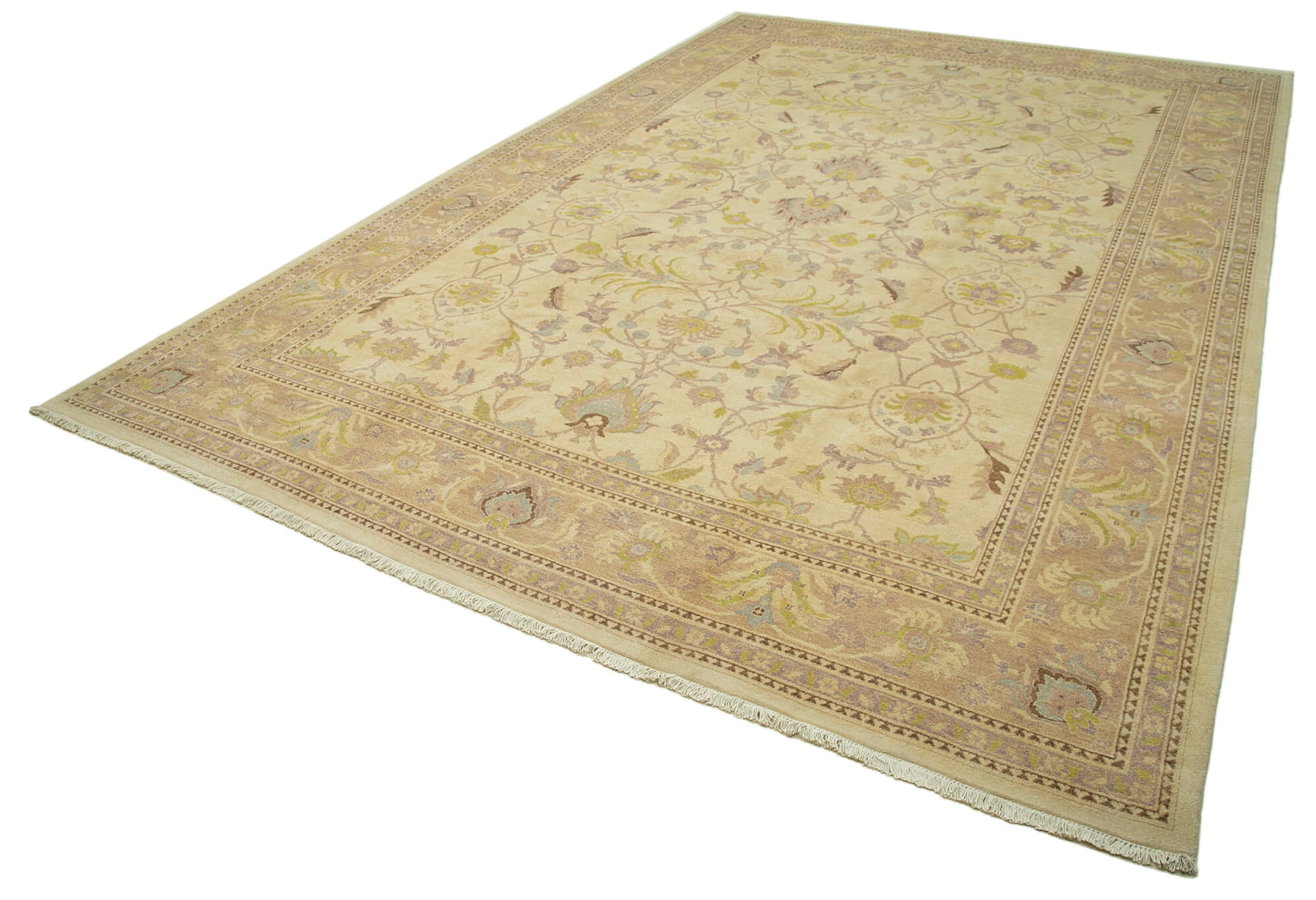 Collection of 12' x 18' 4'' Beige Handmade Oushak Rug in a gallery layout