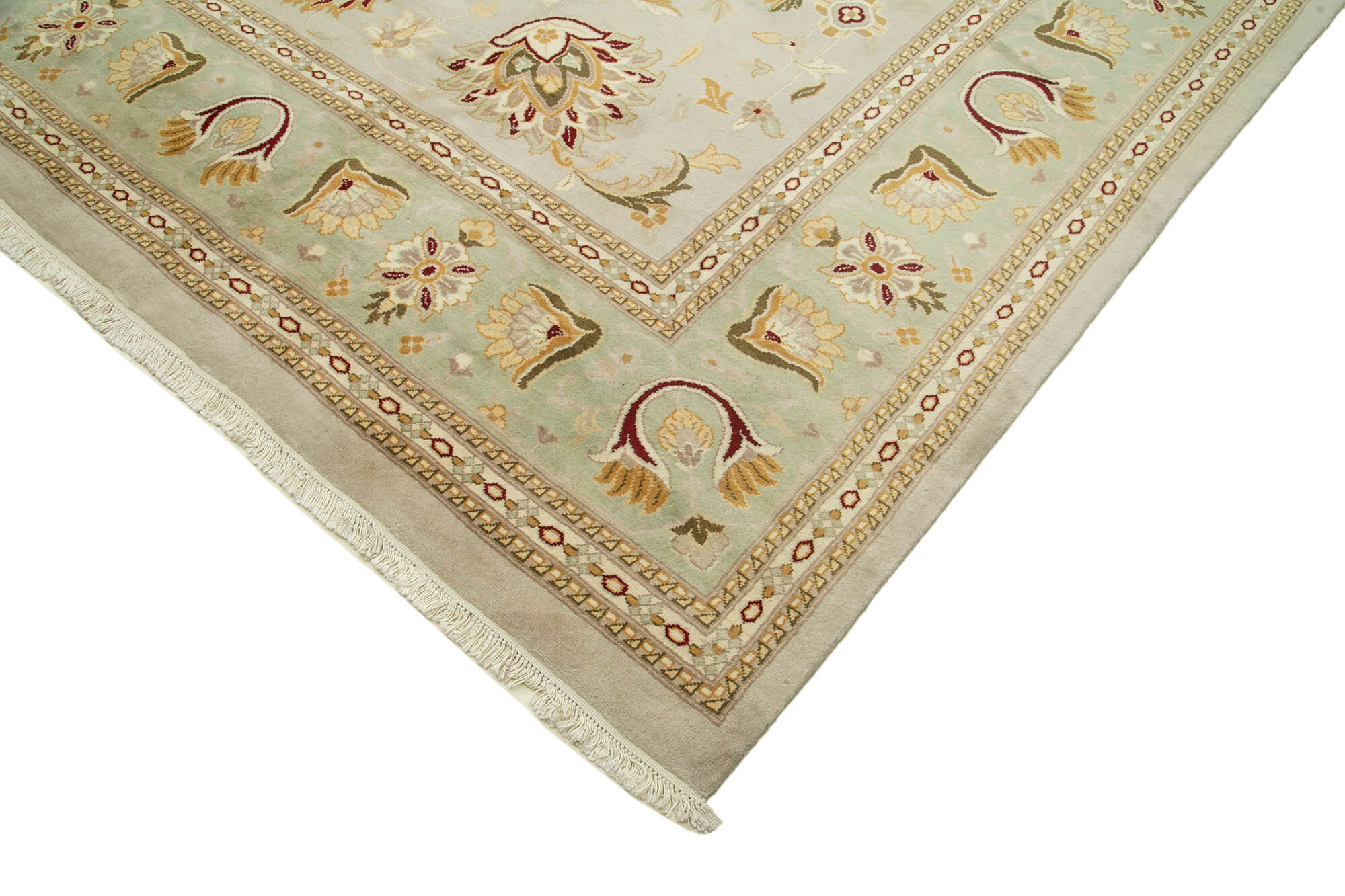 Collection of 12' 2'' x 18' 1'' Beige Oriental Oushak Rug in a gallery layout