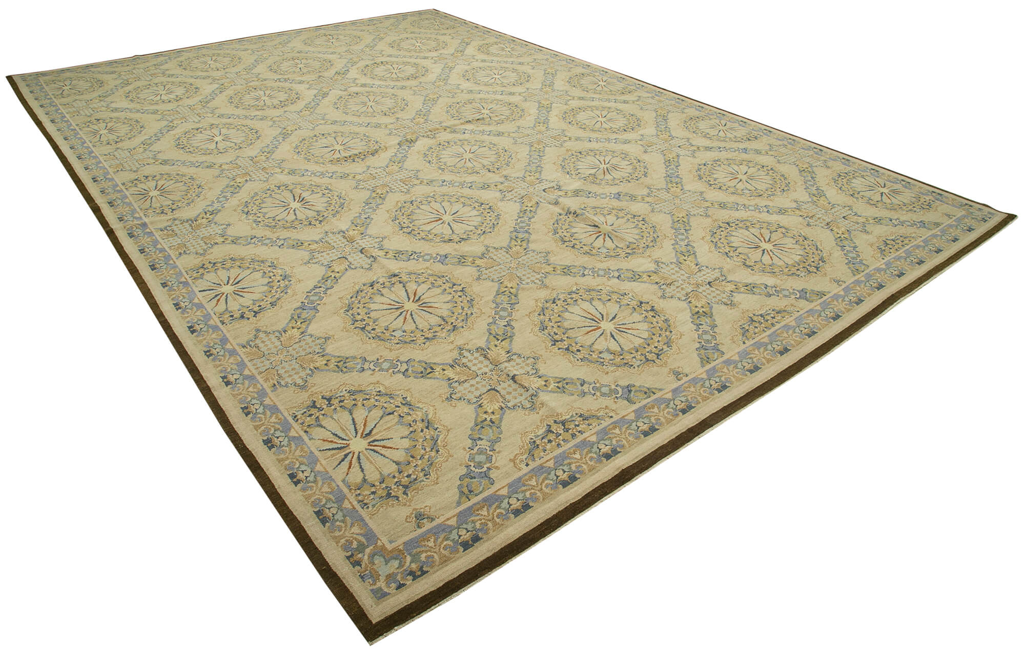 Collection of 13' 8'' x 20' 2'' Beige Oriental Oushak Rug in a gallery layout