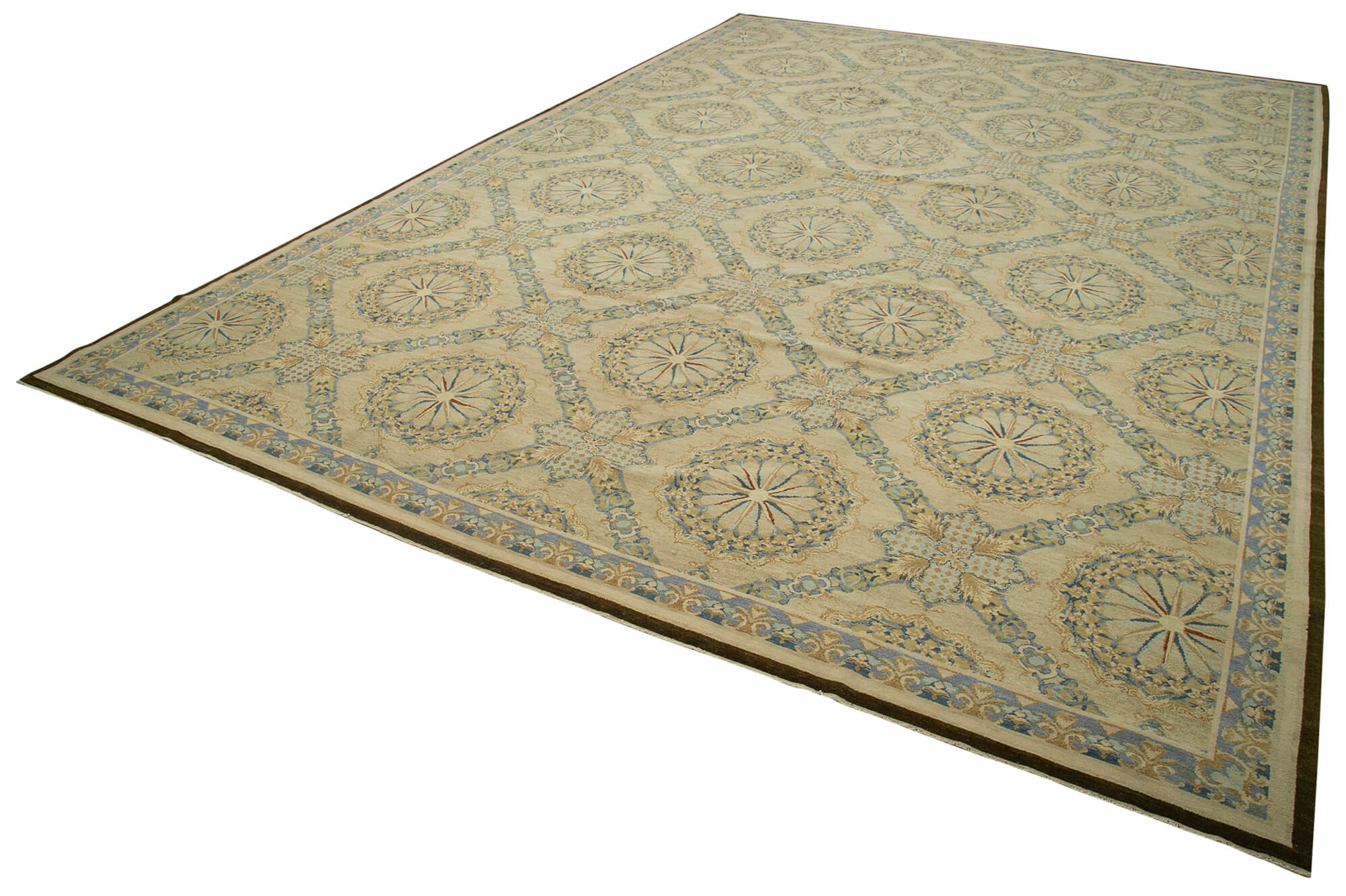 Collection of 13' 8'' x 20' 2'' Beige Oriental Oushak Rug in a gallery layout