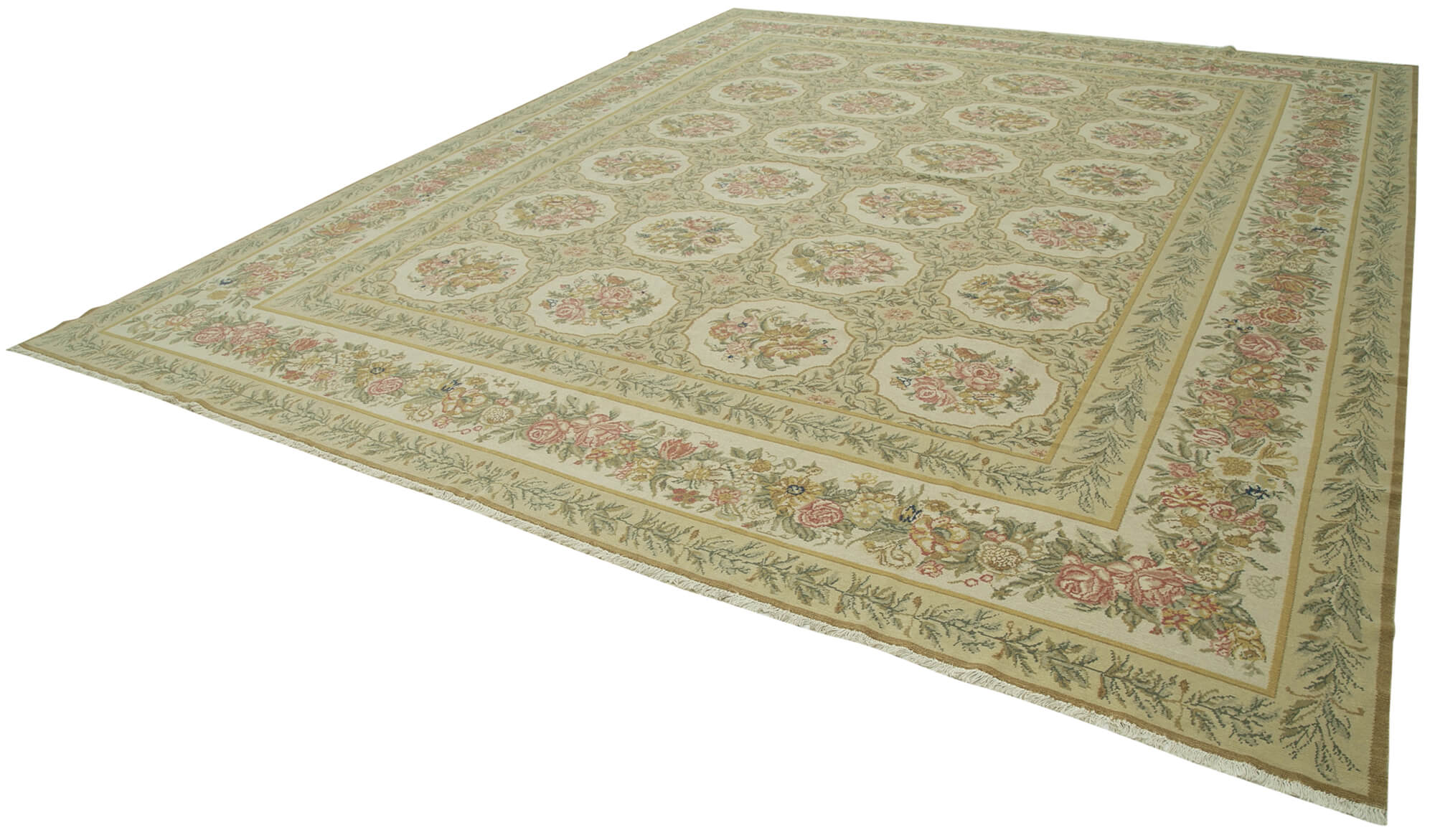 Collection of 12' x 14' 9'' Beige Oriental Oushak Rug in a gallery layout