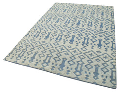 Collection of 5' x 8' Blue and Beige Color Moroccan Rug in a gallery layout