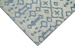 Collection of 5' x 8' Blue and Beige Color Moroccan Rug in a gallery layout